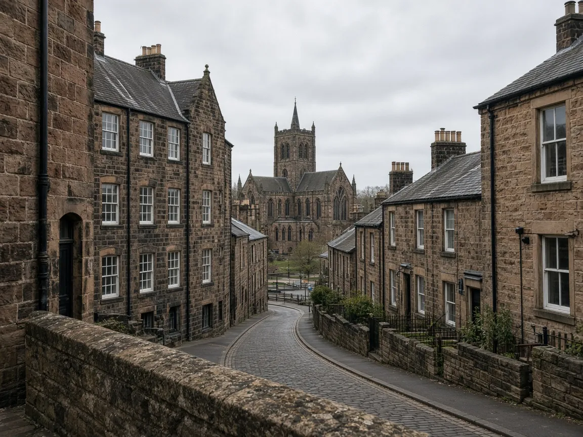 Sandstone streets near Paisley Abbey in Paisley, Renfrewshire